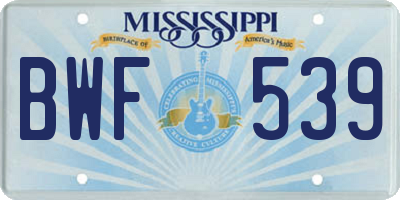 MS license plate BWF539