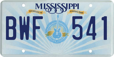 MS license plate BWF541