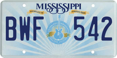 MS license plate BWF542