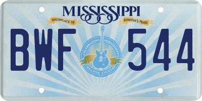 MS license plate BWF544
