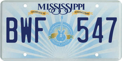 MS license plate BWF547
