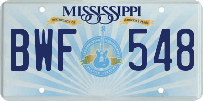 MS license plate BWF548