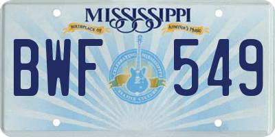 MS license plate BWF549
