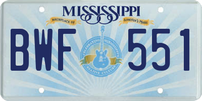 MS license plate BWF551