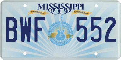 MS license plate BWF552