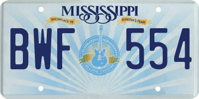 MS license plate BWF554