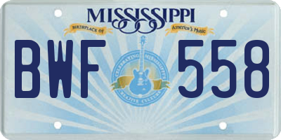 MS license plate BWF558