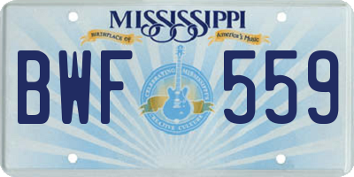 MS license plate BWF559