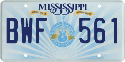 MS license plate BWF561