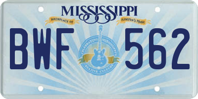 MS license plate BWF562