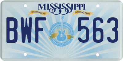MS license plate BWF563