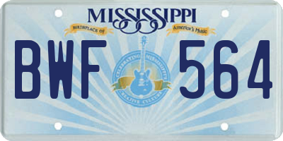MS license plate BWF564