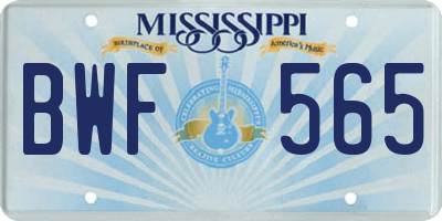 MS license plate BWF565