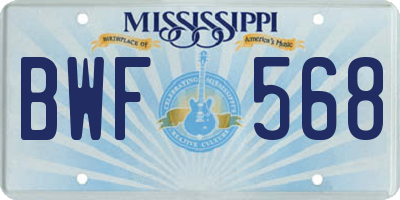 MS license plate BWF568