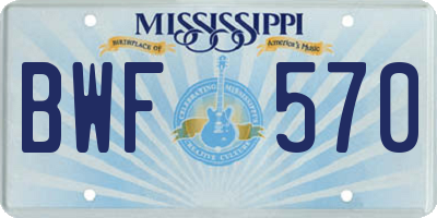 MS license plate BWF570