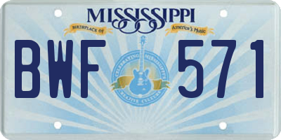 MS license plate BWF571