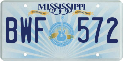 MS license plate BWF572
