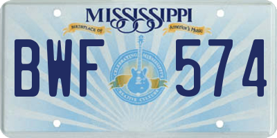 MS license plate BWF574