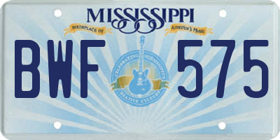MS license plate BWF575