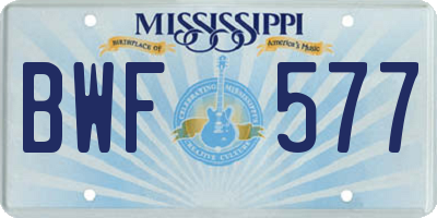 MS license plate BWF577