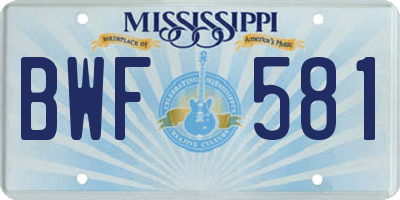 MS license plate BWF581