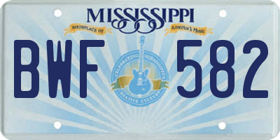 MS license plate BWF582