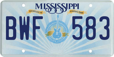 MS license plate BWF583