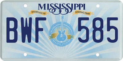 MS license plate BWF585