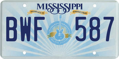 MS license plate BWF587