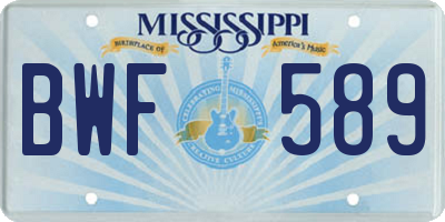 MS license plate BWF589