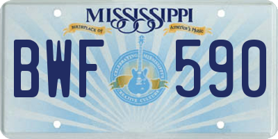 MS license plate BWF590