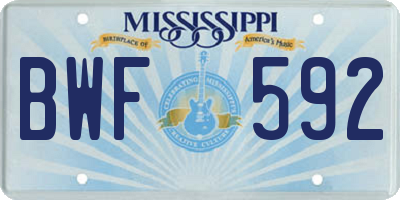 MS license plate BWF592