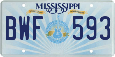 MS license plate BWF593