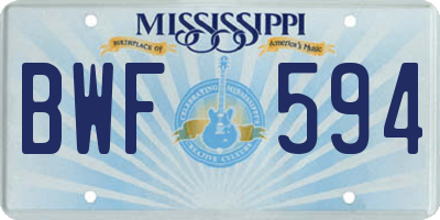 MS license plate BWF594