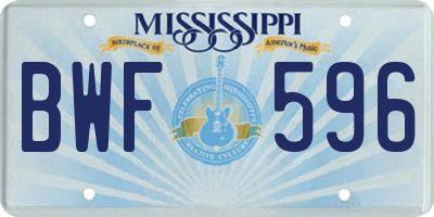 MS license plate BWF596