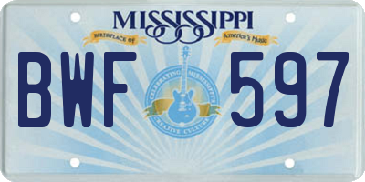 MS license plate BWF597