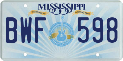 MS license plate BWF598