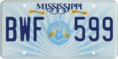 MS license plate BWF599