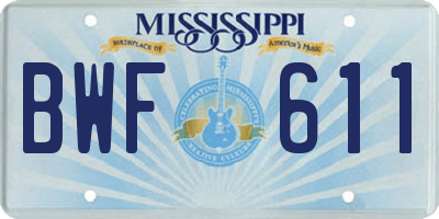 MS license plate BWF611