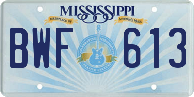 MS license plate BWF613