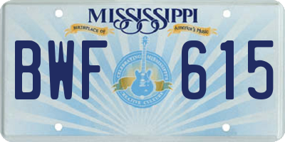 MS license plate BWF615