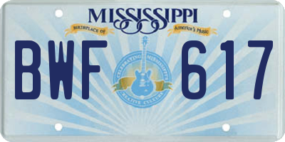 MS license plate BWF617