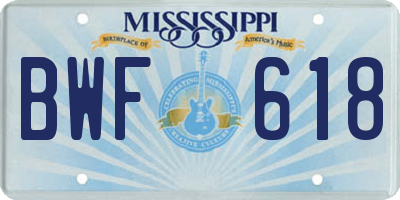 MS license plate BWF618