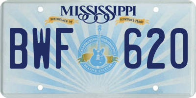 MS license plate BWF620