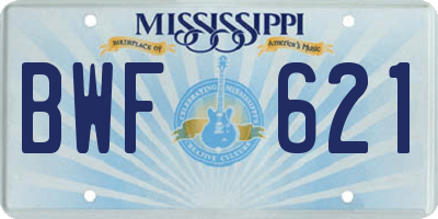 MS license plate BWF621