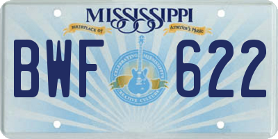 MS license plate BWF622