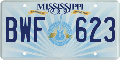 MS license plate BWF623