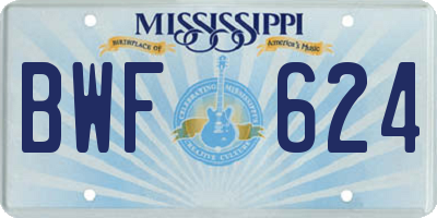 MS license plate BWF624