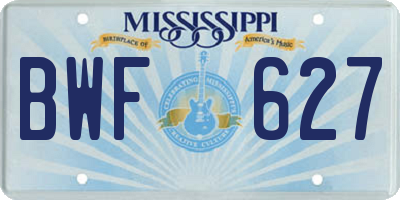 MS license plate BWF627