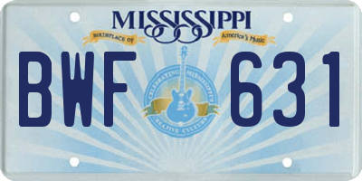 MS license plate BWF631